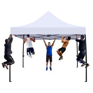 10x10 Ft Pop Up Canopy Tent, Portable Heavy Duty Canopy with Wheeled Carry Bag, 4 Sandbags, UV Protection, Waterproof Canopy for Outdoor Parties - 1 of 4