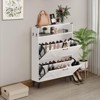 Freestanding Shoe Cabinet, 2 Flip Drawers Shoe Rack with Adjustable Shelf & Metal Legs - 4 of 4
