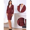 INSPIRE CHIC Women's 2 Pieces Business Long Sleeve Notched Lapel Double Breast with Pockets and Formal Skirt Suit - 2 of 4