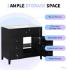 MAYEERTY 36" Bathroom Vanity Ceramic Sink Top Solid Wood MDF Flip Drawer Adjustable Shelf Metal Handles - 4 of 4