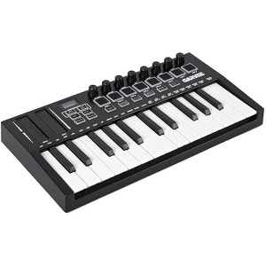 25-Key MIDI Keyboard MIDI Controller with DAW Integration, ABS Keyboard, 8 Drum Pads, 8 Knobs, Perfect for Music Production - 1 of 4