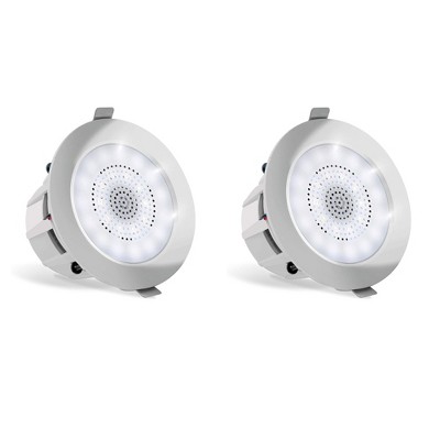 Pyle Audio 3.5 Inch 2 Way 140 Watt Bluetooth Home Flush Mount Ceiling Wall Speakers System and LED Light, White (8 Speakers)