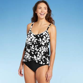 Swimsuits For All Women's Plus Size Chlorine Resistant Zip Up Swim Shirt, 6  - Black Palm : Target
