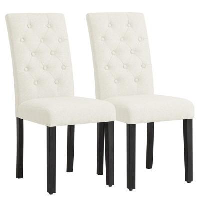 Subrtex Upholstered Parsons Chair Linen Fabric Dining Chair, Set Of 2