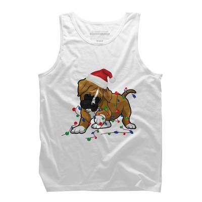 Men's Design By Humans Saint Bernard dog christmas light costume hat santa Fairy lights By Rondes Tank Top
