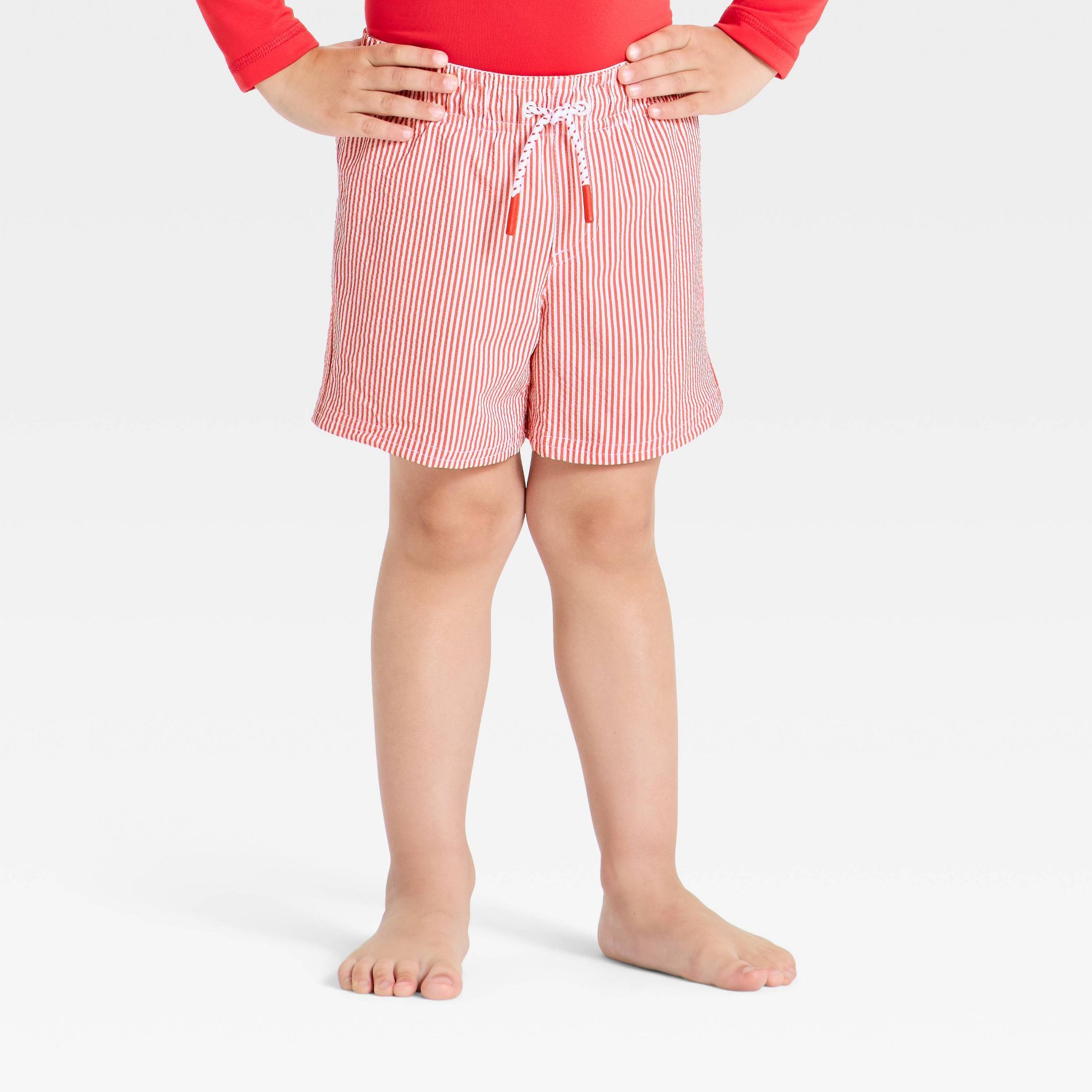 Boys' Seersucker Swim Trunks - Cat & Jack™ Red