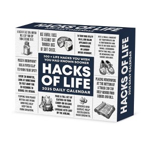 Willow Creek Press Hacks of Life 2025 Box Calendar: Daily Desktop Planner, 5x6", Paper, Glue Binding, All Ages, Blue - 1 of 4