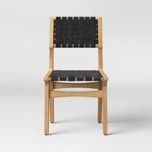 Ceylon Woven Dining Chair Black/Natural - Threshold™: Rubberwood Frame, Polyurethane Weave, 250lb Capacity - 1 of 4