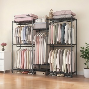 BDELITE Heavy Duty Garment Rack, Adjustable Freestanding Closet Organizer with 8 Adjustable Wire Shelves and 5 Clothes Rails-74.2*17.13*74 Inch, Black - 1 of 4