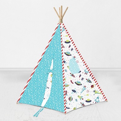 Bacati - Air Space Multicolor Play Tent for Kids/Toddlers, 100% Cotton Percale Fabric Cover 