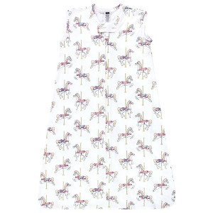 Hudson Baby Infant Girl Cotton Sleeveless Wearable Sleeping Bag, Sack, Blanket, Carousel Horse - 1 of 2