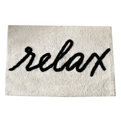 Relax Word Novelty Cute Bath Rug - Black/White - Elrene Home Fashions