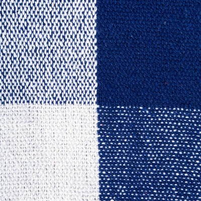 Navy and Off-White Buffalo Check Cotton Throw Blanket