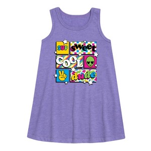 Girls' - Instant Message - Throwback Pattern Graphic Sleeveless Aline Dress - 1 of 4
