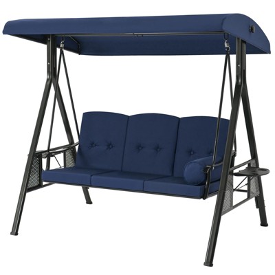 Anybear 3-person deep blue polyester swing chair