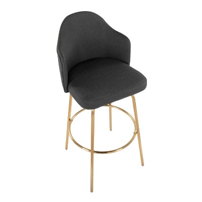 Ahoy 24" Contemporary Swivel Barstool in Gold and Charcoal