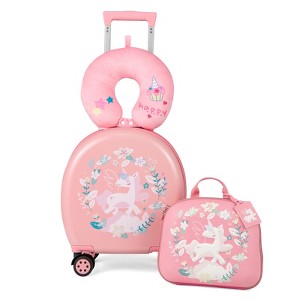 Costway 4-Piece Kid’s Luggage Set w/ 14" Carry-on Hardside Spinner Toddler Luggage - 1 of 4