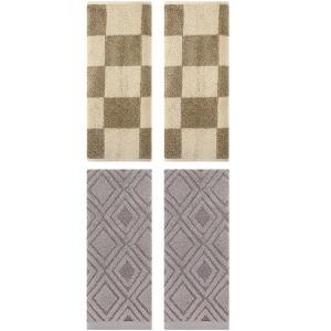 REGALWOVEN 4 Pcs Bathroom Checkered Cotton Face Decorative Hand Towel Set - 1 of 4