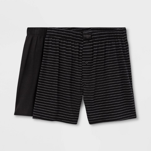 Men's Striped 2pk Knit Boxer - Goodfellow & Co™ Black Xl : Target