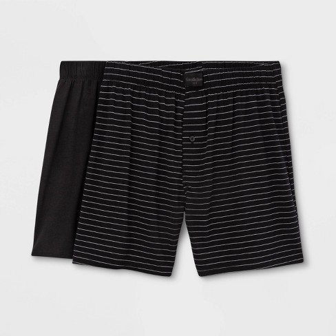 Men s Striped 2pk Knit Boxer Goodfellow Co Black Target