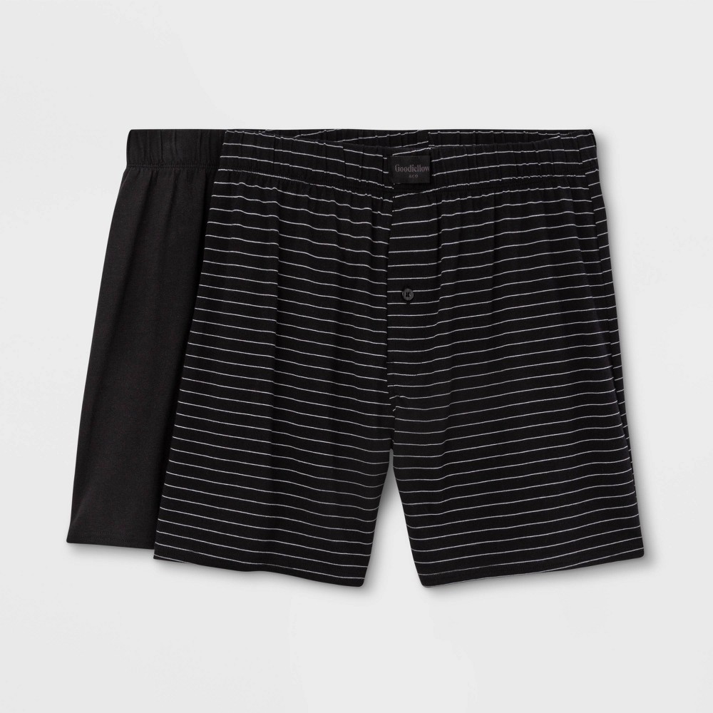 Men's Striped 2pk Knit Boxer - Goodfellow & Co™ Black L