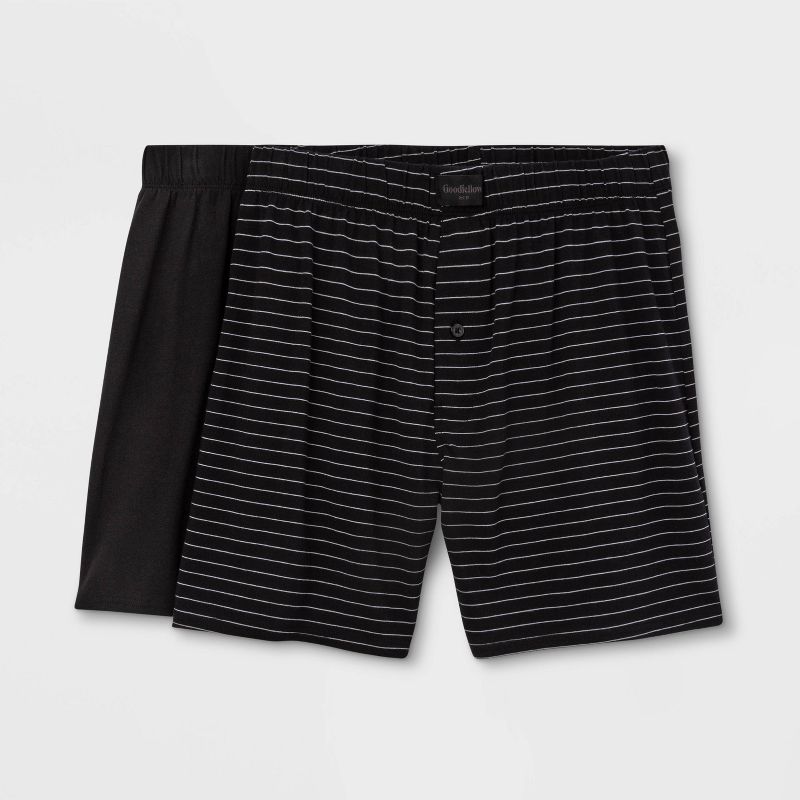 Men's Striped 2pk Knit Boxer - Goodfellow & Co™ Black, 1 of 4