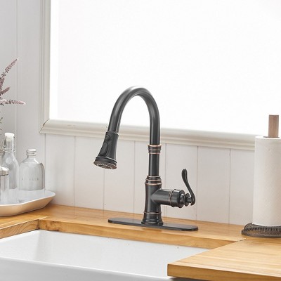 Oil-Rubbed Bronze Pull-Down Kitchen Faucet with Spray