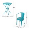 SKRAN Set of 3 KD Metal Outdoor Iron Bistro Set,Comprising Two Chairs and One Table for Small Spaces, Cozy Corners, Garden and Patio(Teal) - 3 of 4