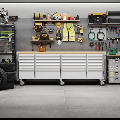 96 inch Tool Chest,  24 Drawers Storage Rolling Cabinet with Wheels, Lock Key Locking System, Drawer Liners for Garage Warehouse Repair Shop