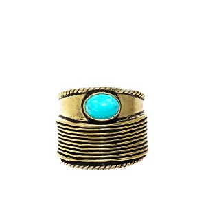 Slickblue Bold Bohemian Statement Ring - Adjustable Brass with Chunky Turquoise, 0.75-Inch Wide Design - 1 of 4