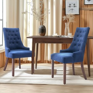 COLAMY Wingback Upholstered Dining Chairs Set of 2, Fabric Side Dining Room Chairs for Home, Blue - 1 of 4