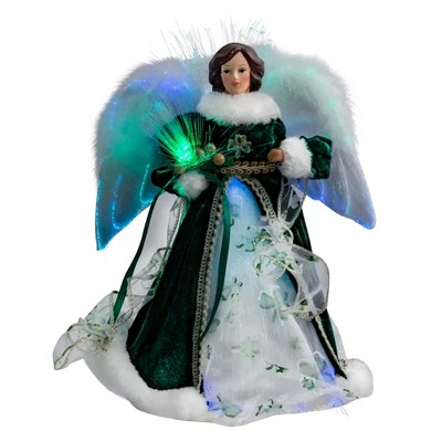 Tree Topper Finial 12.0" Irish Angel Tree Topper Fiber Optic Electric  -  Tree Toppers