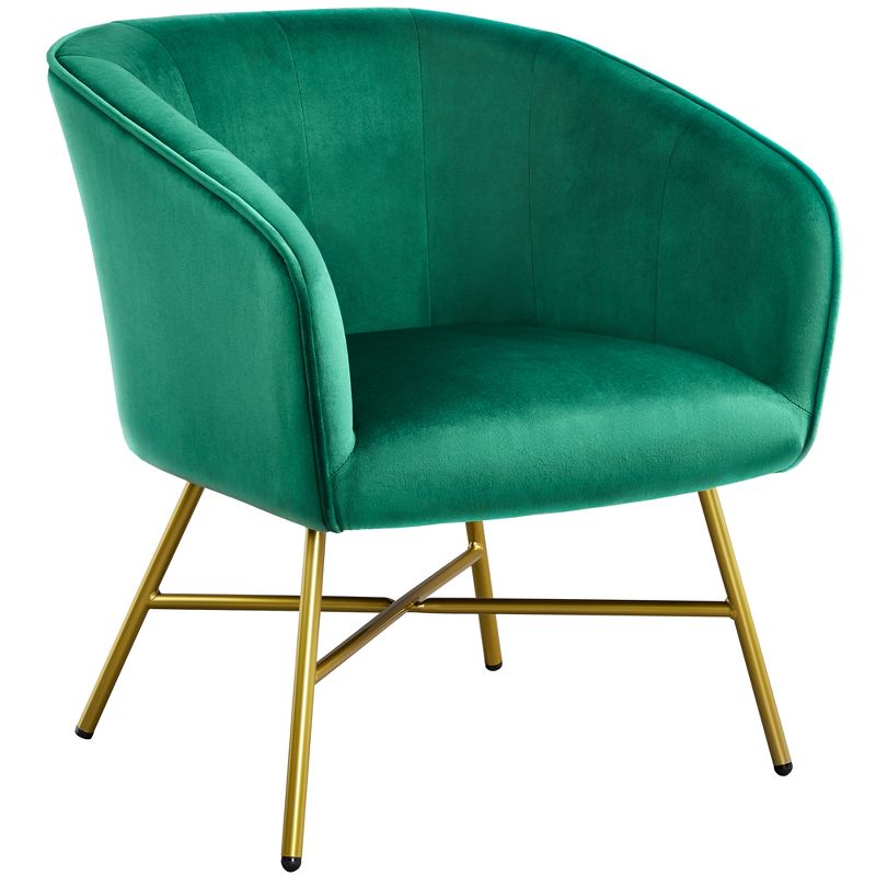 Yaheetech Velvet Upholstered Accent Chair with Backrest Armrest for Living Room, 1 of 8