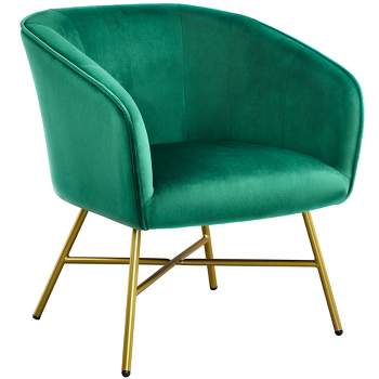 Yaheetech Velvet Upholstered Accent Chair with Backrest Armrest for Living Room