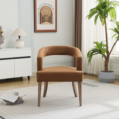 Aortzio 25.79"W Wide Modern Barrel Open Back Upholstered Accent Chair With solid wood Legs