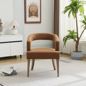 Aortzio 25.79"W Wide Modern Barrel Open Back Upholstered Accent Chair With solid wood Legs - 1 of 4