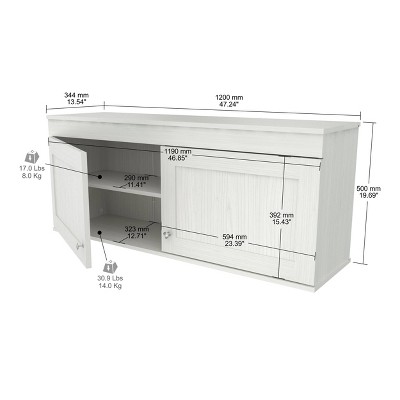 Shaker White 52'' Wall Mounted Buffet Cabinet with Adjustable Shelves