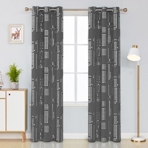 Deconovo Room Darkening Silver Foil Grommet Curtains (2 Panels) - 1 of 4