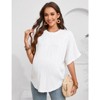 Womens Maternity Shirts Summer Ribbed knit Short Sleeve Casual Pregnancy Clothes Crewneck Loose Maternity Tops - 4 of 4