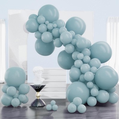 PartyWoo Balloons Dusty Blue Light Aqua 18 12 10 5 Inch 100 pcs