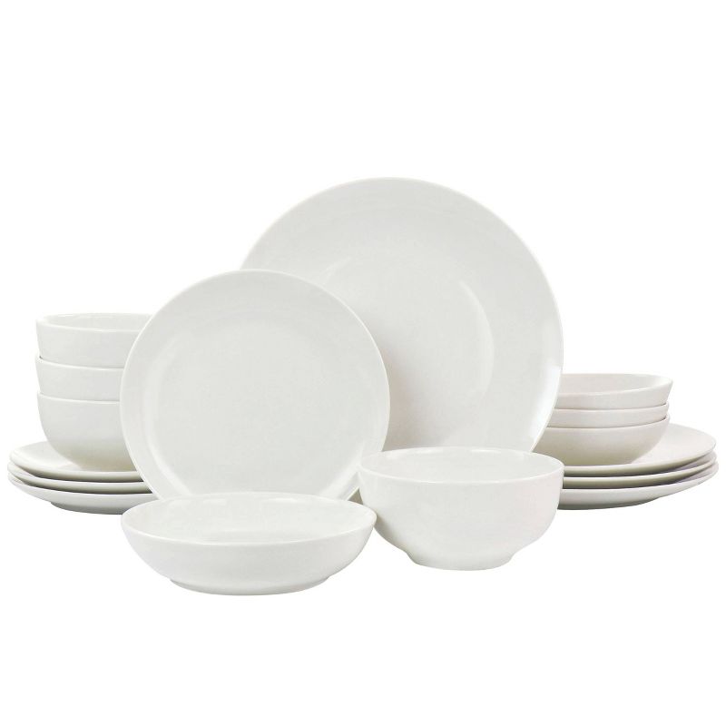 16pc Camellia Porcelain Double Bowl Dinnerware Set - Elama, 1 of 9