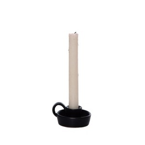 Transpac Dolomite Black Taper Candle Holder Elegant Ceramic Design for Christmas Tabletop or Mantel Indoor Decoration - 1 of 1