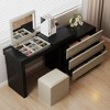 Luck Live A desk or vanity table that can be adjusted and extended at multiple angles, accompanied by a soft stool. - 2 of 4