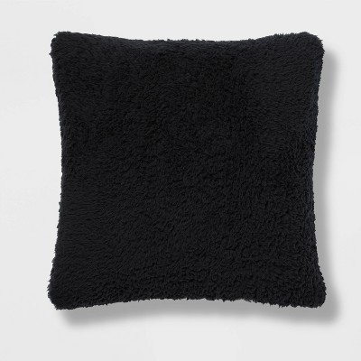 Sherpa Square Pillow Black - Room Essentials™
