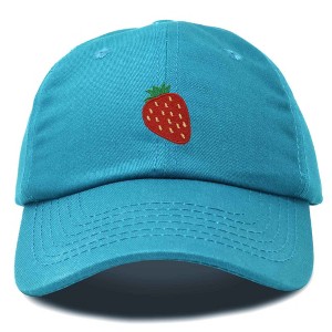 Dalix Strawberry Embroidered Cotton Dad Hat Fruit Adjustable Casual Baseball Cap Nature Womens - 1 of 4
