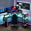 L Shaped Desk with Power Outlets & LED Lights, 62" Computer Desk with Full Monitor Stand & Storage Shelves - 2 of 4