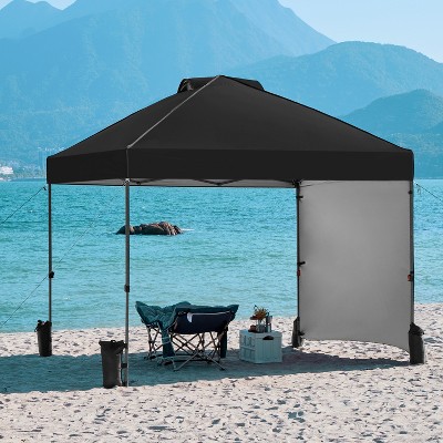 10x10 Black Adjustable Height Pop-Up Canopy Tent with Sidewall