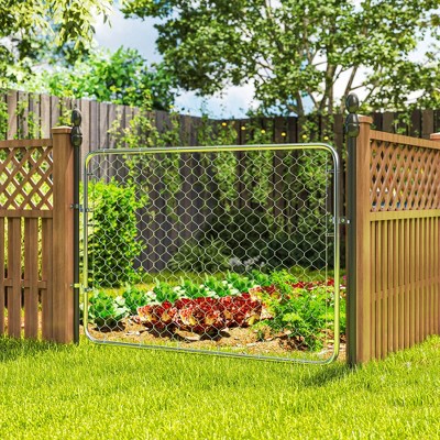 Galvanized Steel Chain Link Garden Gate, 47.2" x 70.9", Silver