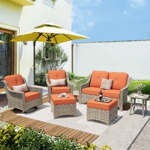 XIZZI OUTDOOR SWIVEL ROCKER SETS: 3-PC Rocker + Modular Sofa & Fire Pit Options - All-Weather Fabric, 8 Color Choices for Patio, Garden, Poolside - 1 of 4