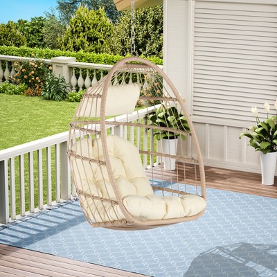 Skran Outdoor Garden Rattan Egg Swing Chair Hanging Chair